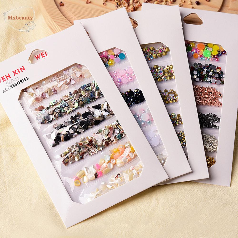 Mxbeauty Kuku Berlian Imitasi Wanita Gadis Penyihir Manik-Manik Berlian Mikro Baja Manik-Manik Perhiasan Kuku DIY Manikur Aksesoris