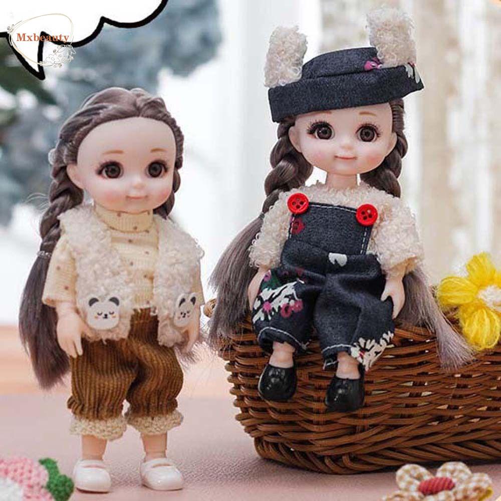 Mxbeauty1per12 BJD Boneka Ekspresi Lucu Hadiah Anak Perempuan Setelan Boneka Mainan Hadiah Ulang Tahun Sendi Bergerak Telinga Kelinci Pakaian DIY Mainan Boneka Smile Face Doll Pocket Joint Doll