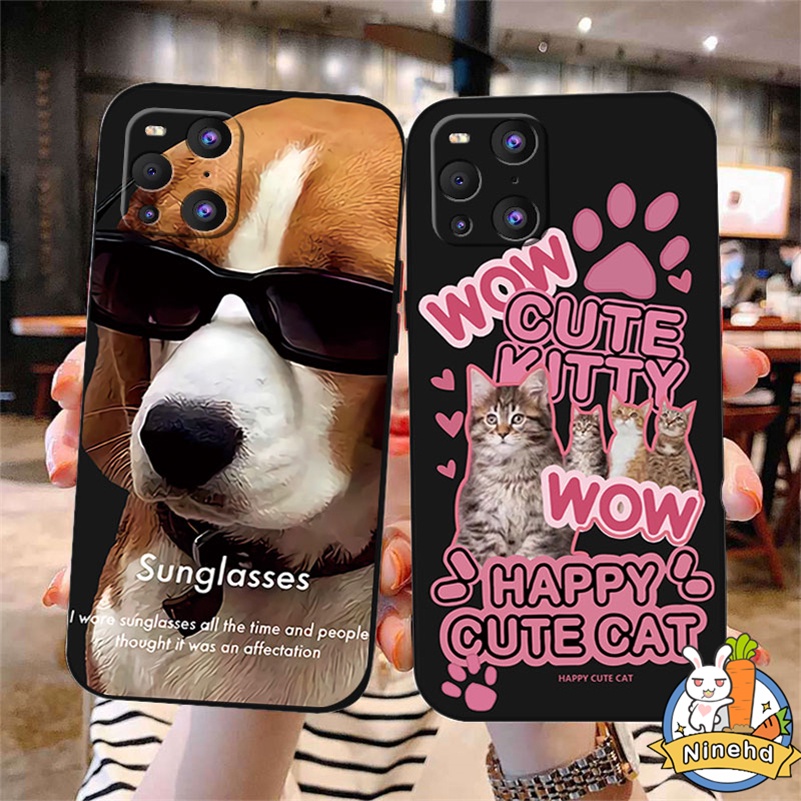 IPHONE Casing Kompatibel Untuk Iphone14 13 12 11 Pro Max X Xr Xs Max8 7 6 6s Plus SE 2020 Lucu Imut Kucing Anjing Tepi Lurus Silikon Casing Ponsel Pelindung Lensa Shockproof Cover Pelindung