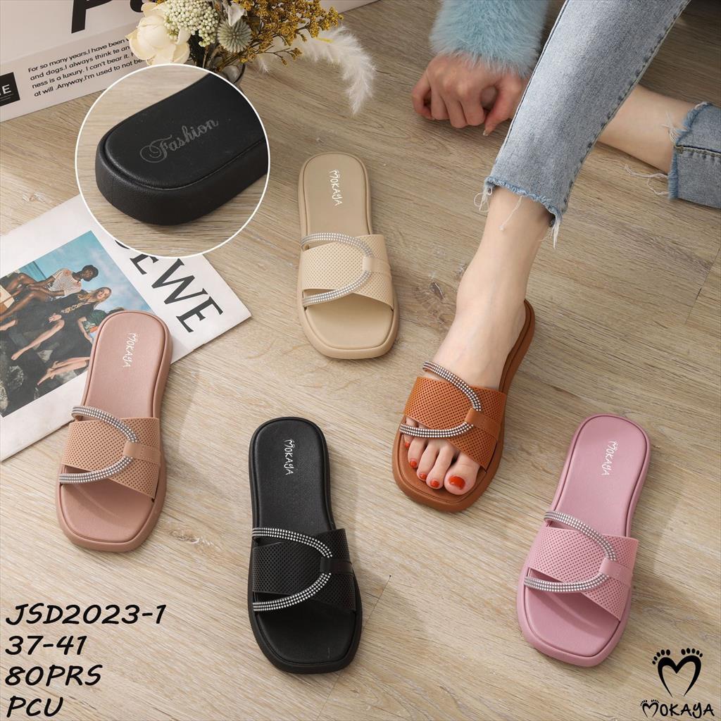 Sandal Slop Jelly Wanita Ban Glitter Sambung D Super Cantik Simple Elegant Mewah Import Mokaya / Size 37-41 (JSD2023-1)