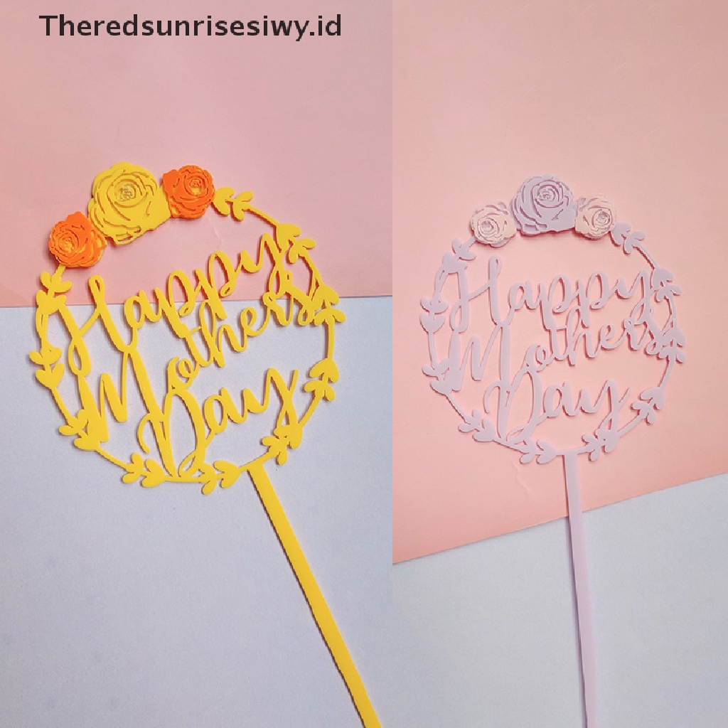 # Kado Mom &amp; PAPA DIY # Topper Kue Hiasan Kue Cake Happy Mother's Day Flower Series Akrilik Untuk Ibu~