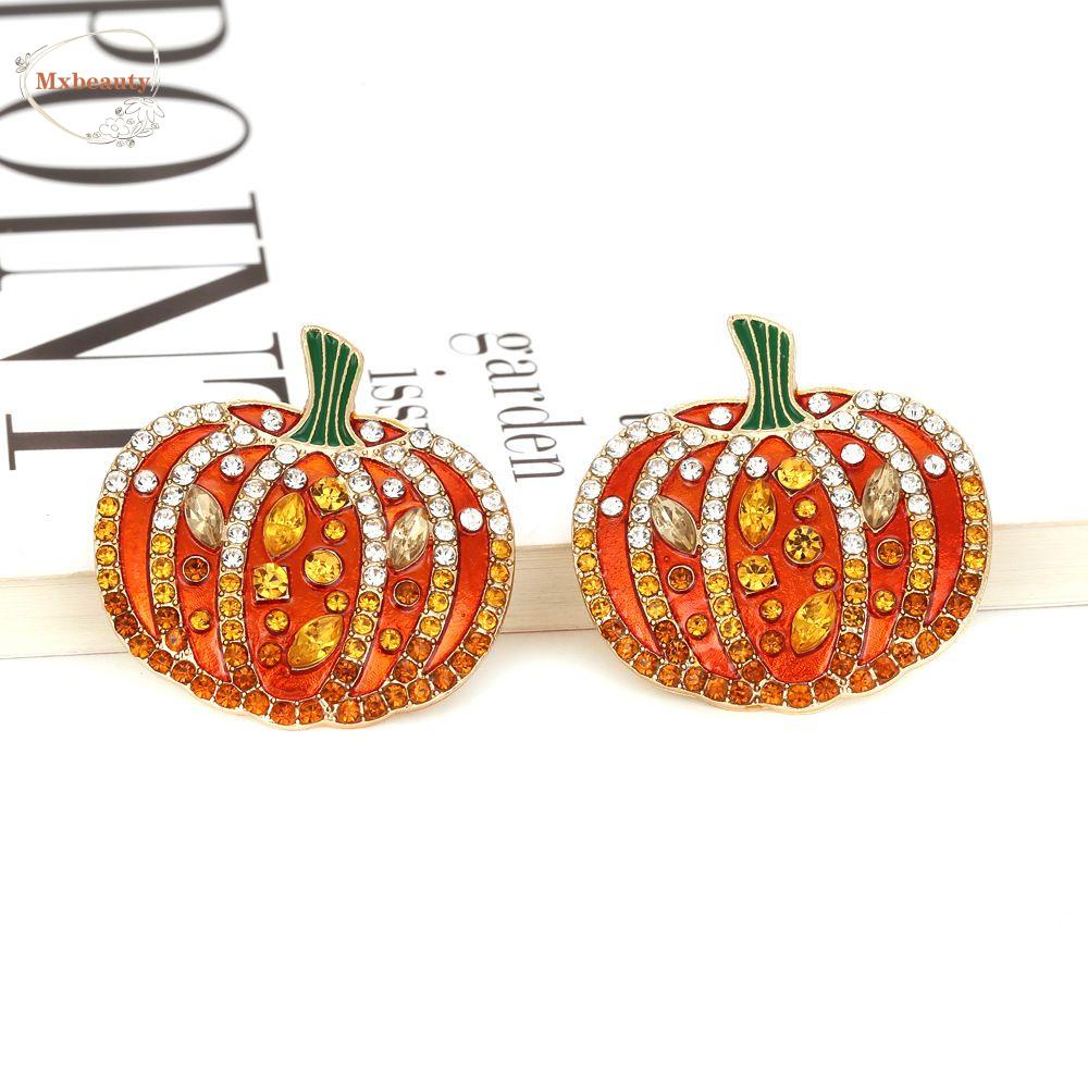 Mxbeauty Pumpkin Stud Earrings Berlebihan Retro Gadis Hadiah Gaya Eropa Amerika Telinga Perhiasan Alloy Berlian Imitasi Anting Labu
