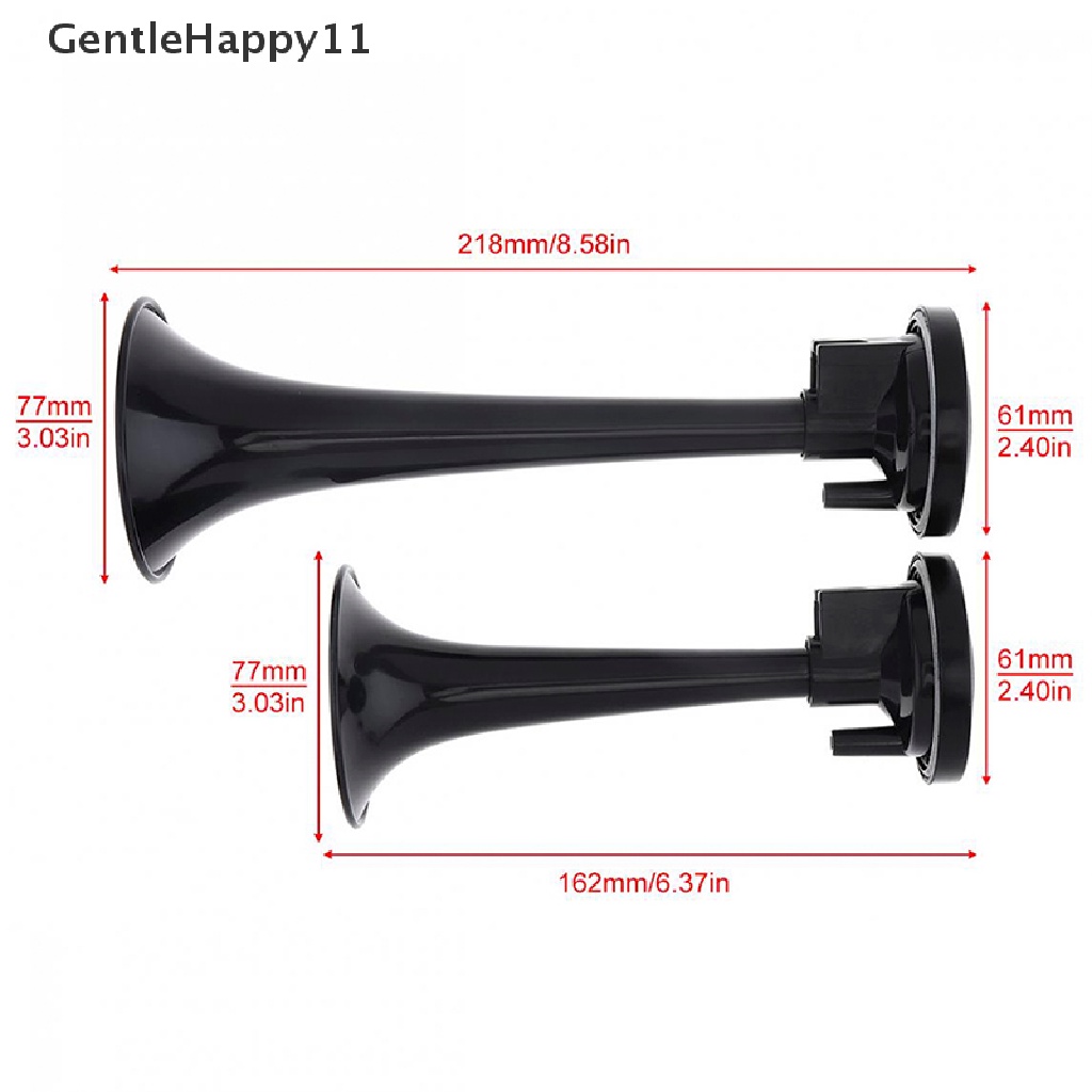 Gentlehappy 2PCS Black Air Horn Dual Terompet Pompa Udara Air Horn Pipa Mobil Truk Kereta Perahu id