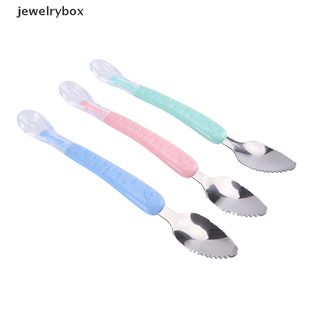 [jewelrybox] 1pc Kepala Ganda Sendok Makan Bayi Menggores Sendok Murni Bayi Buah Scraper Butik