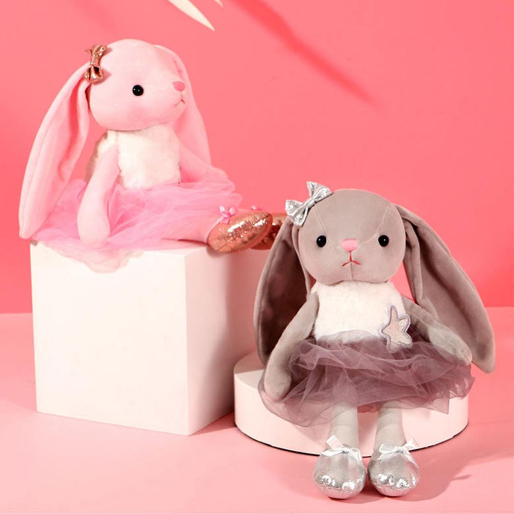 Timekey 39 cm Lucu Balet Kelinci Mainan Mewah Telinga Panjang Boneka Lembut Bunny Doll Mainan Tidur Anak Perempuan Anak Bayi Plush Animal Mainan Ulang Tahun I4R3