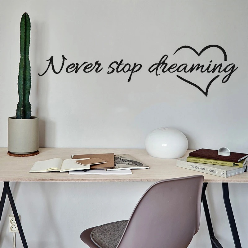 Never Stop Dreaming Quotes Inspirasi Stiker Dinding Modern Art Company Ruang Tamu Wall Paper Hias Diy Rumah Decals Mural