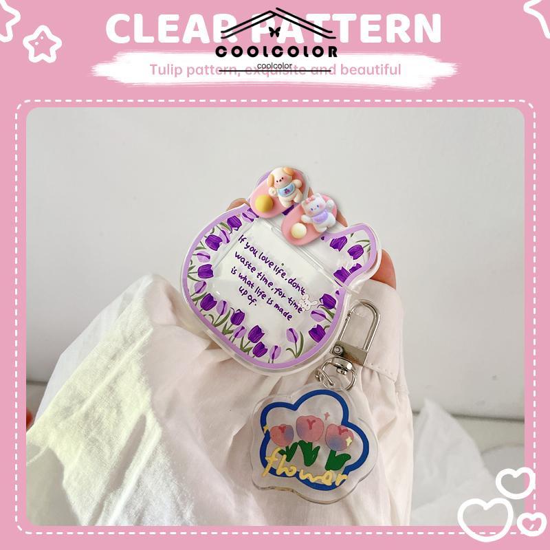 COD❤️Gantungan kunci bunga tulip/gantungan kunci akrilik liontin kreatif yang lucu gantungan kunci lucu mobil aksesoris Gantungan- cl