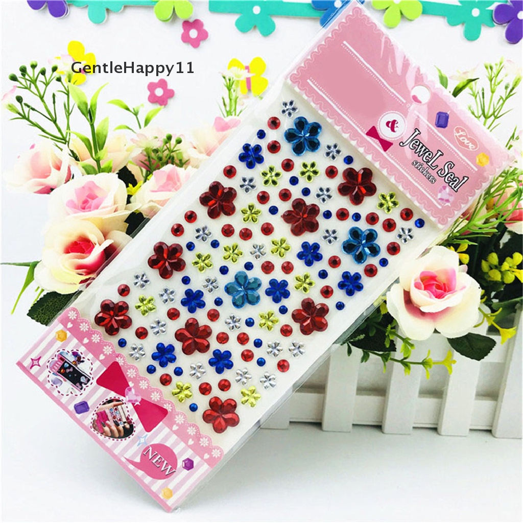 Gentlehappy Self Adhesive Glitter Bunga Kristal Permata Permata Diamond Stiker Berlian Imitasi Strip id