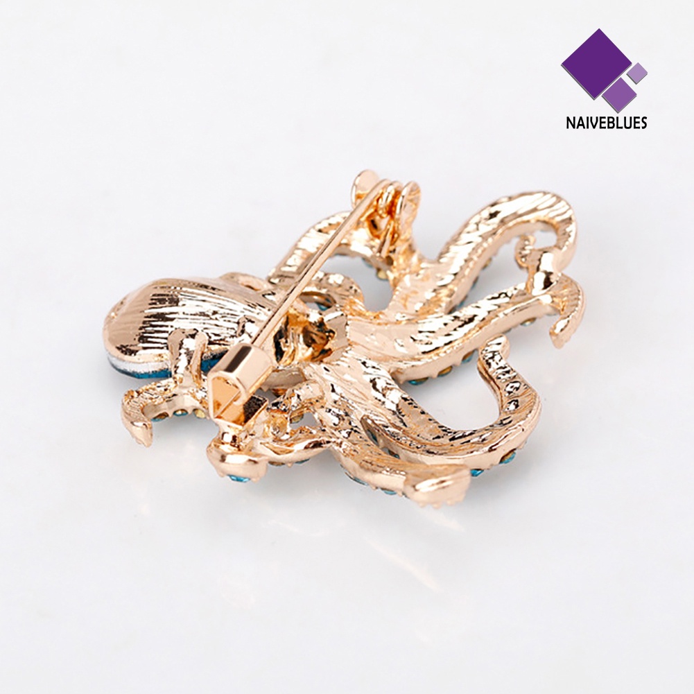 &lt; Naiveblues &gt; Wanita Fashion Berlian Imitasi Gurita Bros Pin Lencana Gaun Dekorasi Perhiasan