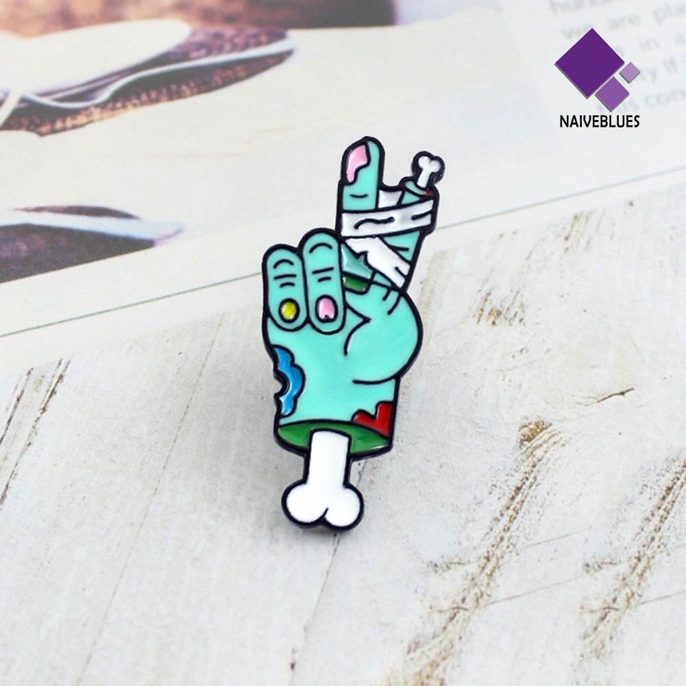 &lt; Naiveblues &gt; Bros Tangan Tengkorak Lucu Pin Enamel Lencana Baju Scraf Perhiasan Hadiah