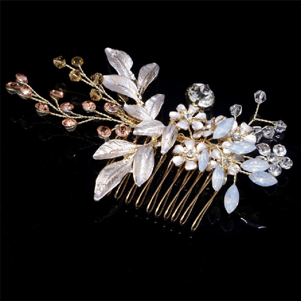 (dream) Hadiah Festival Perhiasan Bunga Kristal Emas Pin Pengantin Pernikahan Klip Rambut Jepit Rambut//