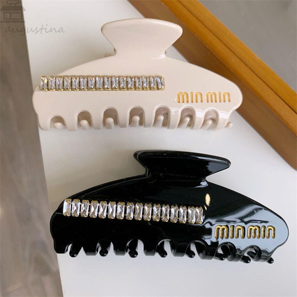 Agustina Asetat Rambut Cakar Temperamen Manis Ins Huruf Untuk Gadis Fashion Hiasan Kepala Berlian Imitasi Zirkon Wanita Klip Rambut