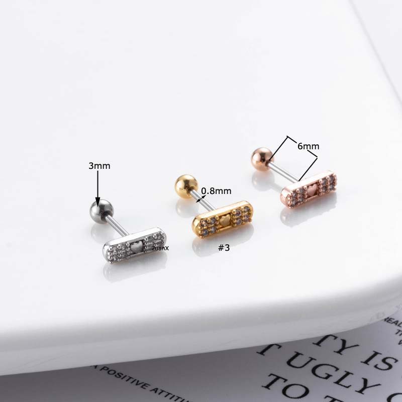 1biji Pin Capung Bentuk Tulang Rawan Tragus Anting Stud Helix Pinna Tindik Lobek 20Gauge Stailness Steel