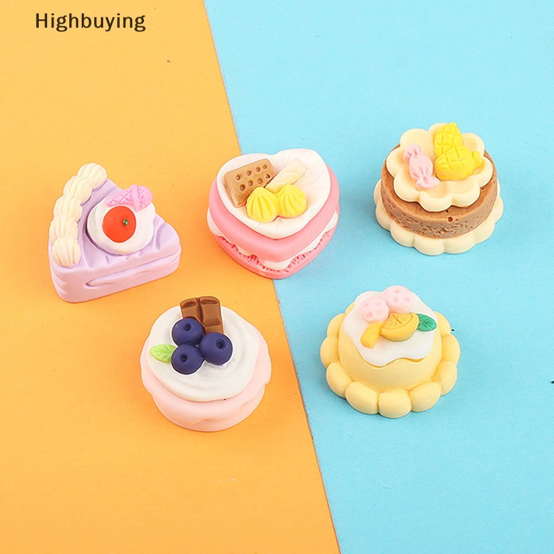 Hbid 5PCS Acak Warna-Warni Simulasi Makanan Dekorasi DIY Kartun Tiga Dimensi Strawberry Kue Bahan Ponsel Case Aksesoris Glory