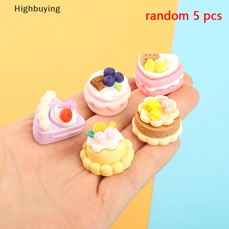 Hbid 5PCS Acak Warna-Warni Simulasi Makanan Dekorasi DIY Kartun Tiga Dimensi Strawberry Kue Bahan Ponsel Case Aksesoris Glory