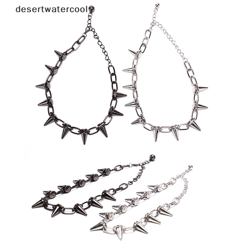 Deid Baru Spike Rivet Punk Kerah Kalung Goth Rock Biker Link Rantai Choker Perhiasan Martijn