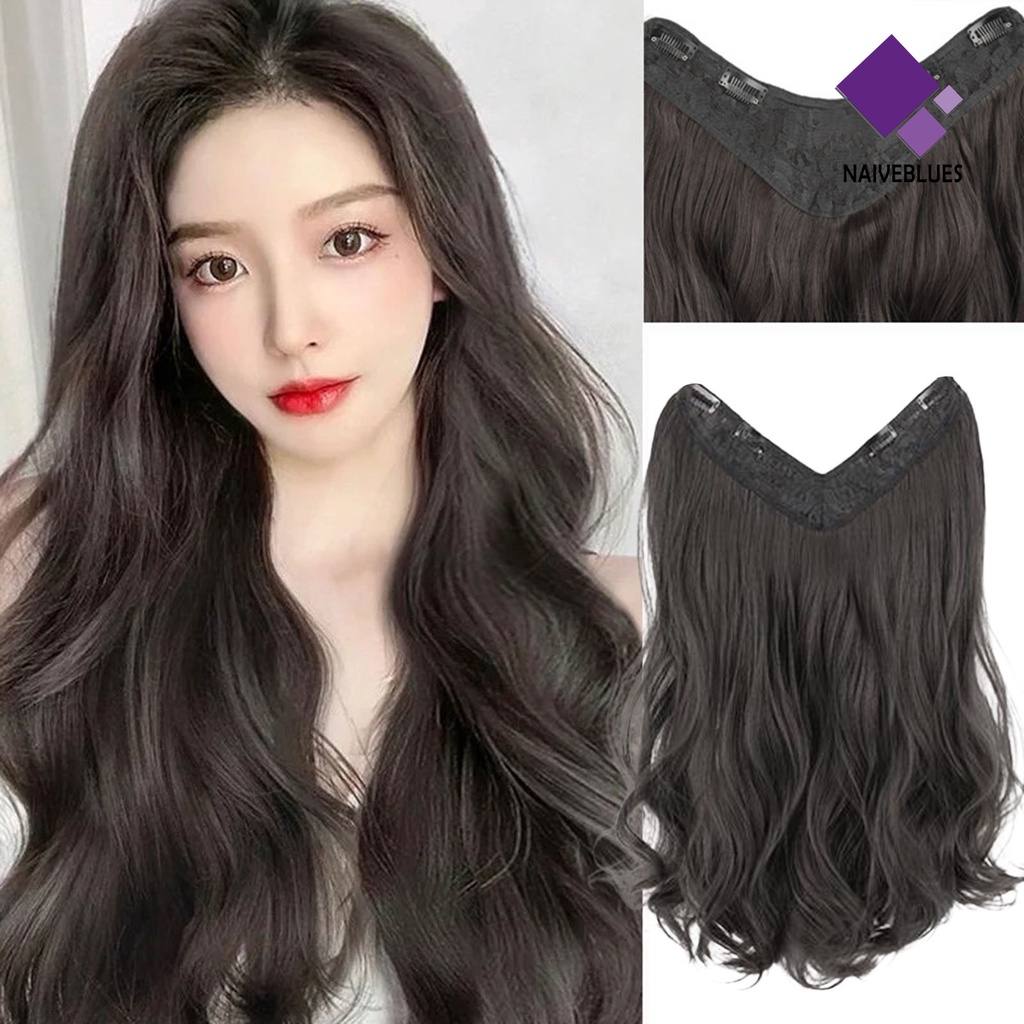 &lt; Naiveblues &gt; Wig Piece No Perm Fluffy Mensimulasikan U-Shaped Menebal Seamless One Piece Curly Partial