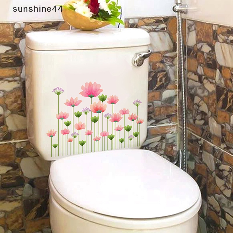 Sunshine 1PC Bunga Burung Toilet Stiker WC Self Adhesive Paings Removable Kamar Mandi Decal Hias Dekorasi Ruangan Stiker Dinding ID