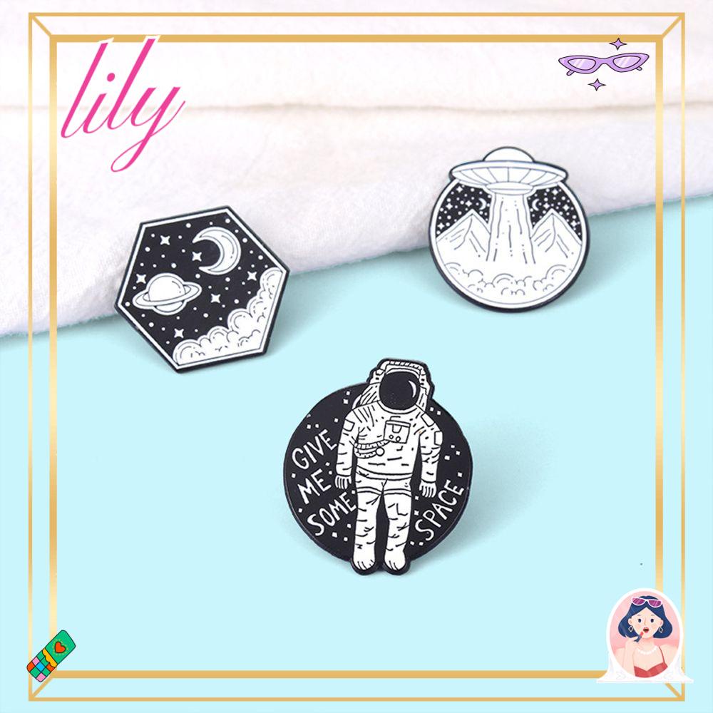 Lily Astronot Bros Hadiah Fashion Berbentuk Bintang Pesawat Luar Angkasa Kartun Perhiasan Hadiah Kerah Pin Lencana