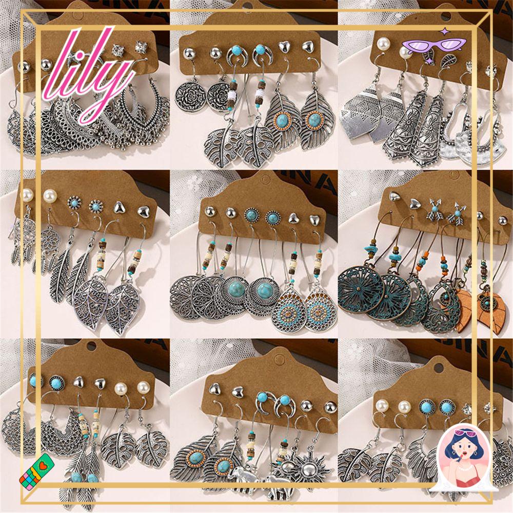 Lily 6pasang Drop Menjuntai Anting Set Fashion Hadiah Ulang Tahun/Pesta/Natal Gaya Nasional Bohemian Earrings