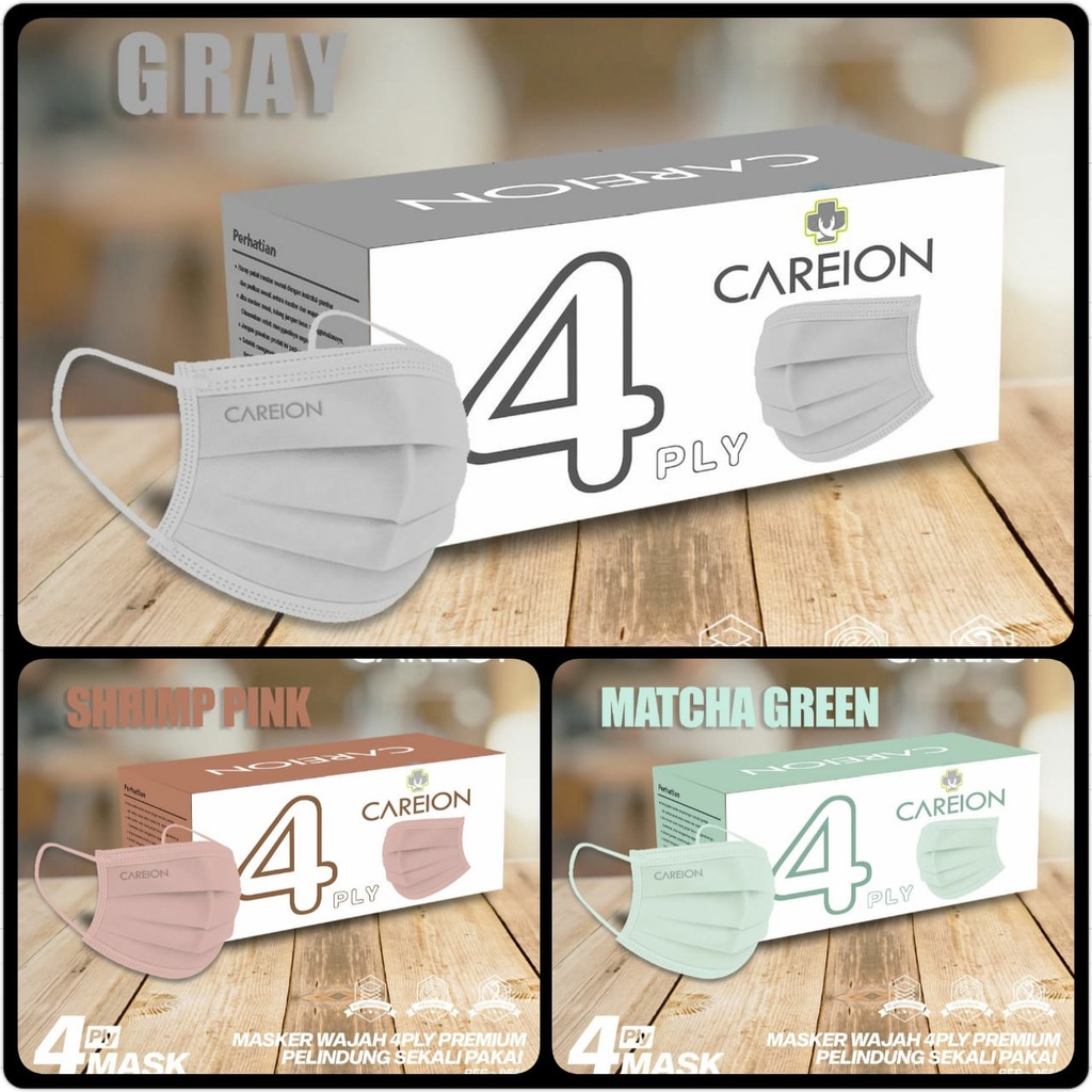 ENZ ® MASKER EARLOOP CAREION EMBOS PREMIUM 4PLY 4 PLY HITAM PUTIH WARNA ISI 50 PCS UKURAN DEWASA 1002