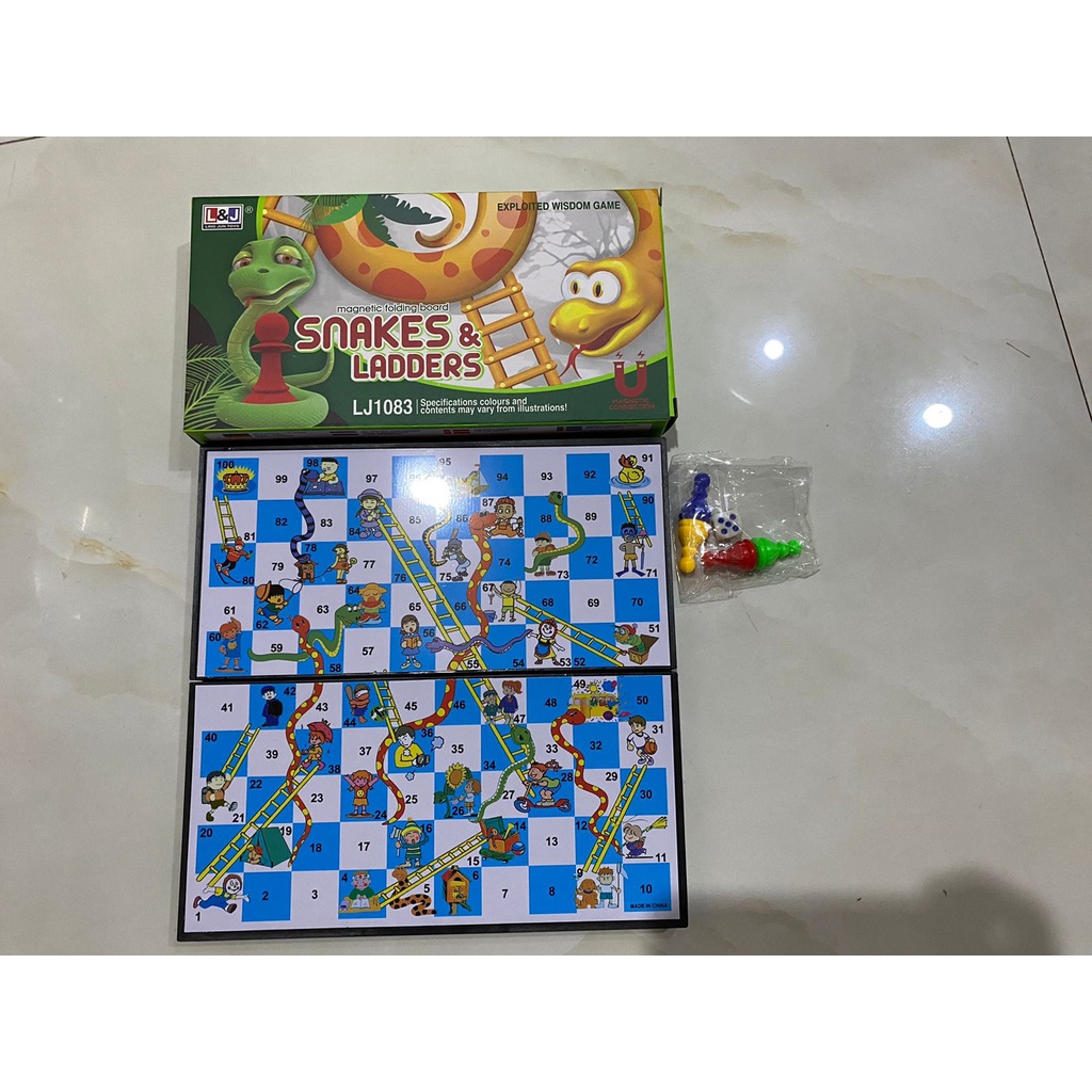 Ular Tangga Magnet Premium Snakes & Ladders Premium 4 Player Magnet