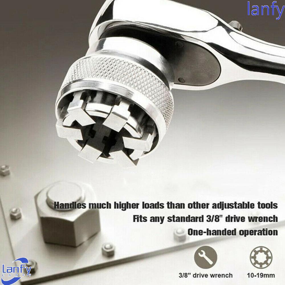 Lanfy Adaptor Kunci Pas All-Fitting 3per8inci Drive Universal Hex Adjustable Ratchet Spanner Sleeve