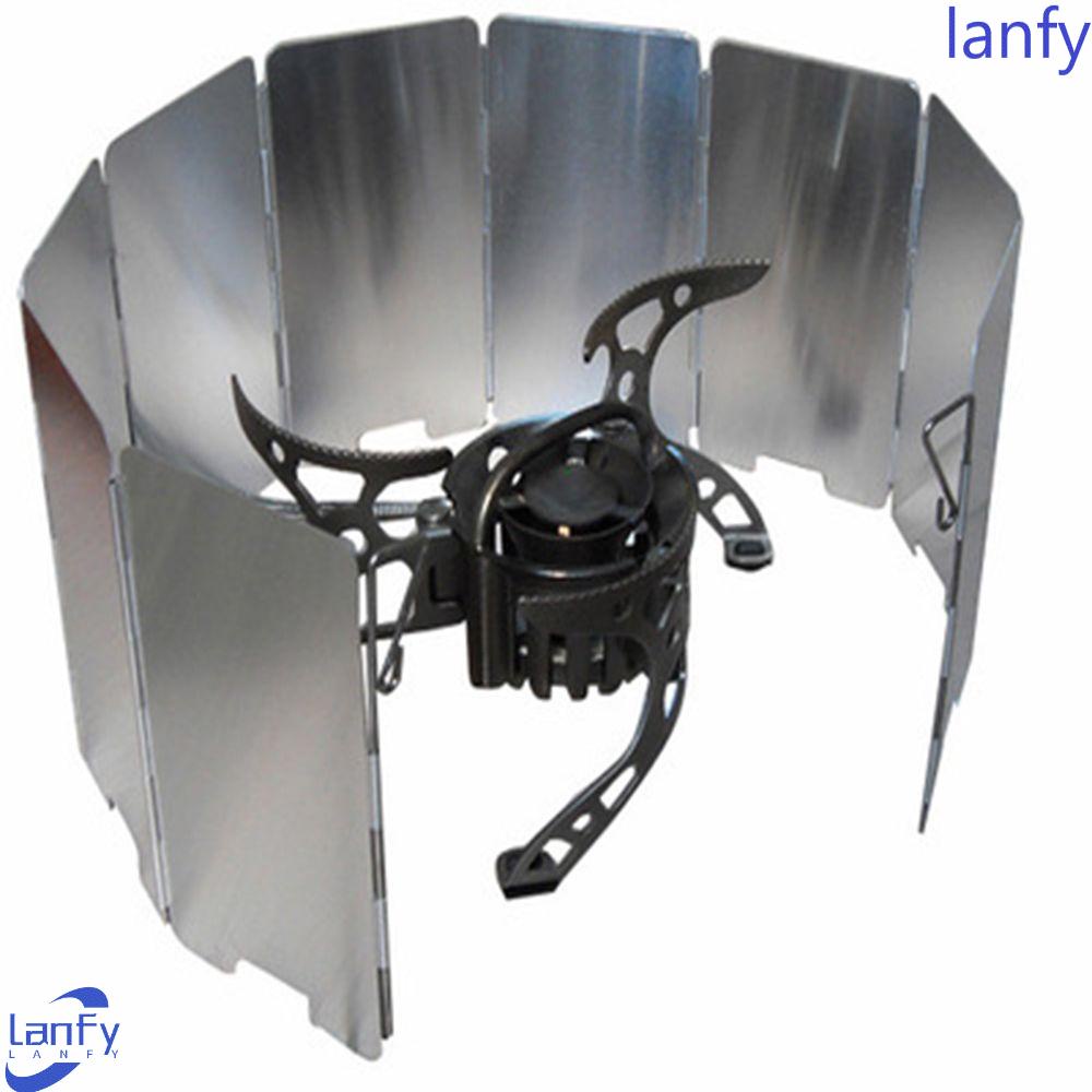 Lanfy 9plat Kompor Kaca Depan Camping Masak Kompor Gas Wind Shield Screens High Quality BBQ Cookout Stove Wind Shield Screen Kuat Tahan Lama Perlengkapan Outdoor