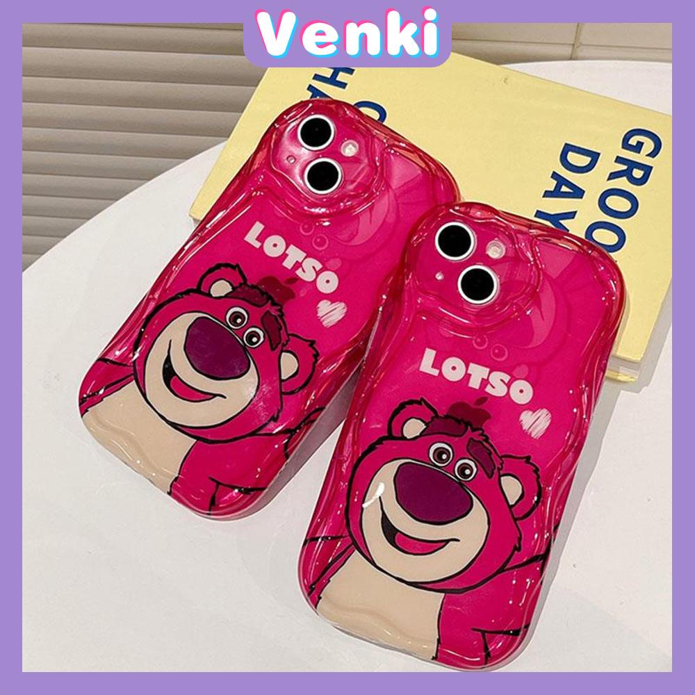 VENKI - For iPhone 14 Pro Max iPhone TPU Curved Edge Wave Case iPhone Case Soft Case Cute Pink Bear Compatible with iPhone 13 Pro max 12 Pro Max 11 xr xs max 7Plus 8Plus