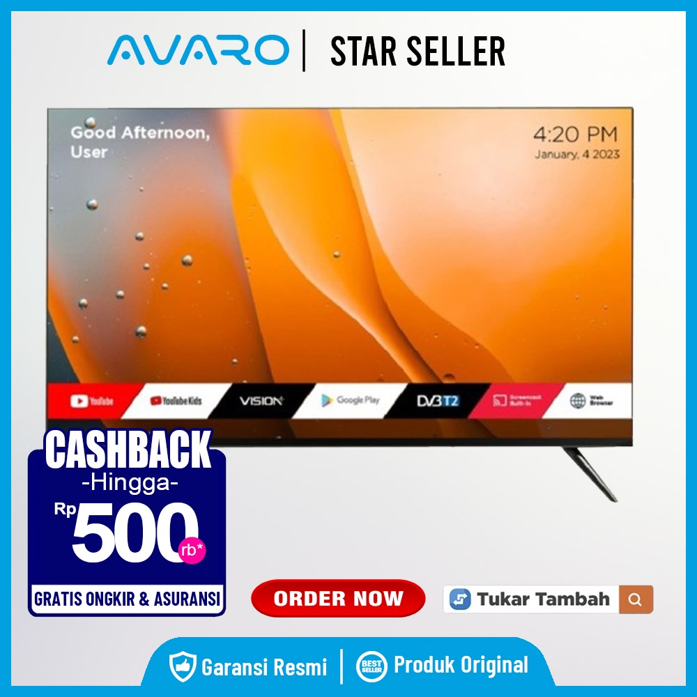 AVARO T43FHD Android Smart TV 43&quot; Inch Full HD Garansi RESMI