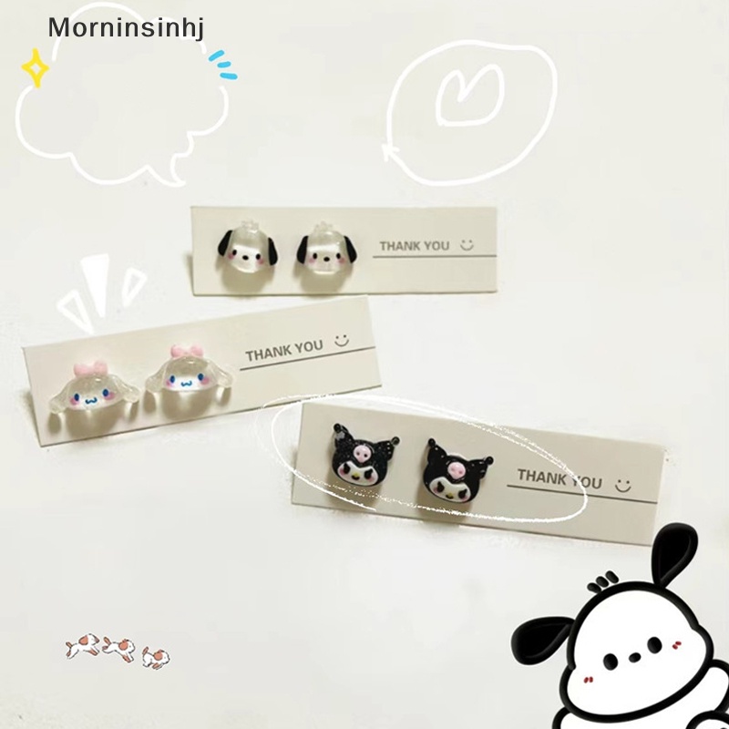 Anting Mornin Sanrio Kuromi Cinnamoroll My Melody Pompompurin Plastik Harajuku Style Earrings Set Kawaii Lucu Lembut Gadis Anting Mini id