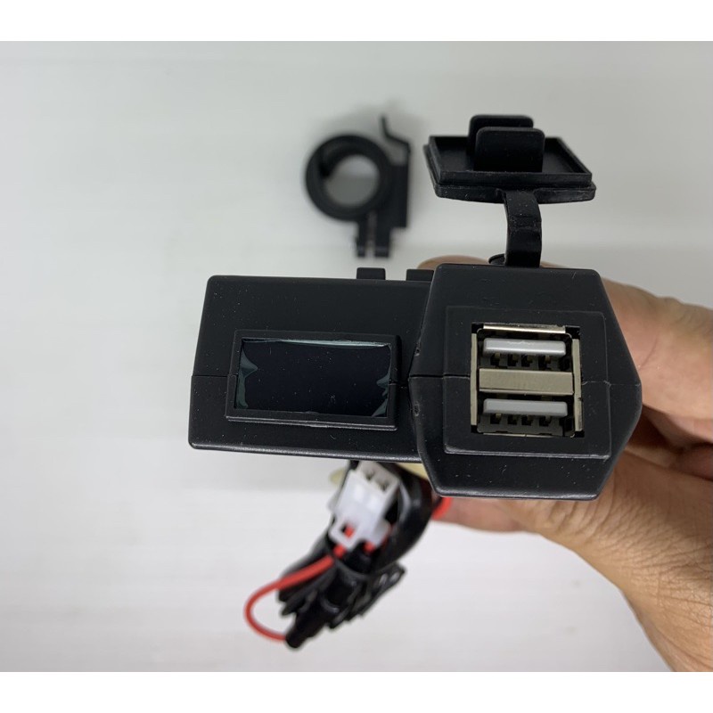 MPM Voltmeter Plus 2 Colokan Usb Model Kotak Semua Motor Universal Beat Scoopy Vario Mio Volt Meter