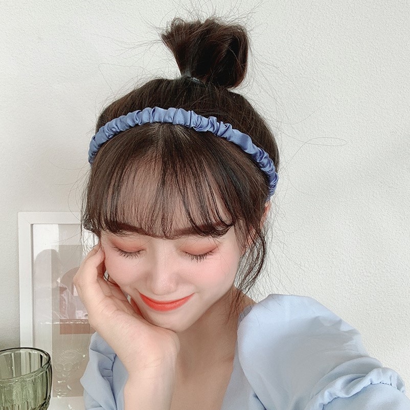 TIKTOK - D6154 Headband Satin Kerut / Bando Kerut Korea / Bando Scrunchie / Bandana Polos Wanita / Bando Wanita B814