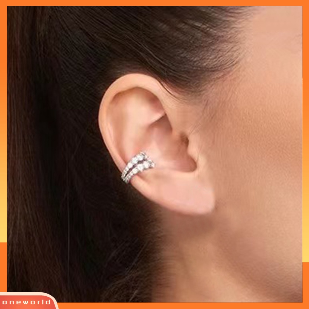 [EONE] 1pc Anting Wanita Berkilau Desain Berlian Imitasi Efek Visual Mengkilap Multi-layer Semua Pertandingan Hias Warna Hidup Wanita Klip on Anting Hadiah Perhiasan Non-Piercing Untuk Wanita