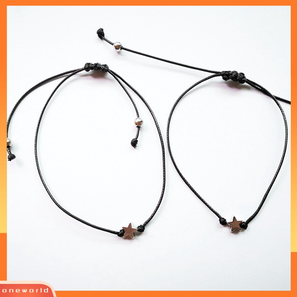 [EONE] 2pcs Gelang Charm Gelang Pasangan Bahan Alloy Anti Patah Mata Dengan Liontin Bintang Untuk Wanita