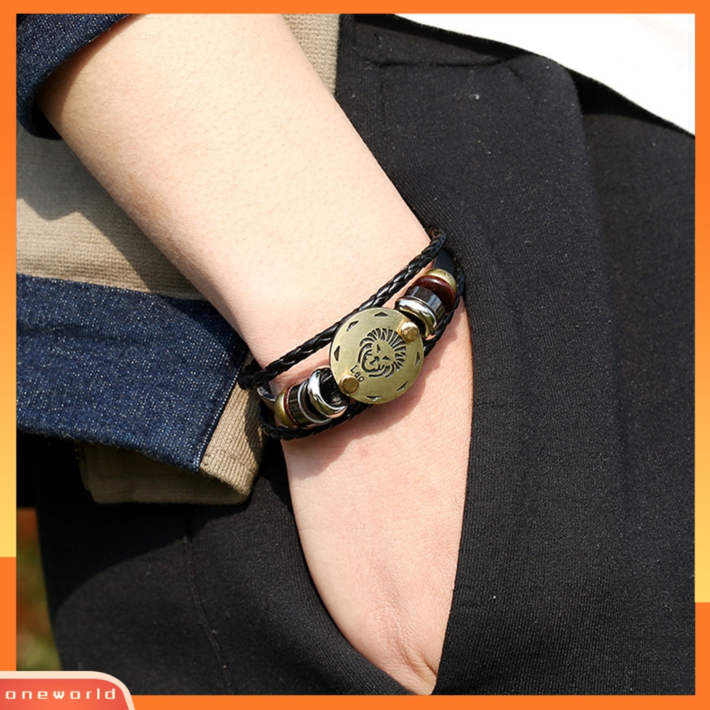 [EONE] Gelang Couple Motif Indah Tahan Aus Gelang Konstelasi Kulit Imitasi Dengan Tali Kepang Multilayer Untuk Pria