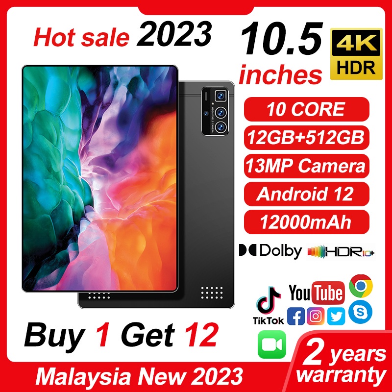 【Hot Sale】 2023 Pembayaran Android 5G Tablet PC X101【Beli 1 dapat 12】Asli Baru Galax P85 Pro iPad-Tab Layar besar 10.1inci RAM 12GB+512GB ROM dukungan kartu Dual SIM HP Koneksi WiFi