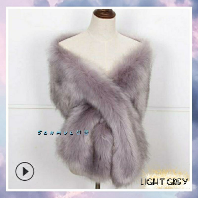 Woman Winter Sabrina Long Shawl Fake Fur / Syal Wanita Bulu Panjang Musim Dingin Gugur