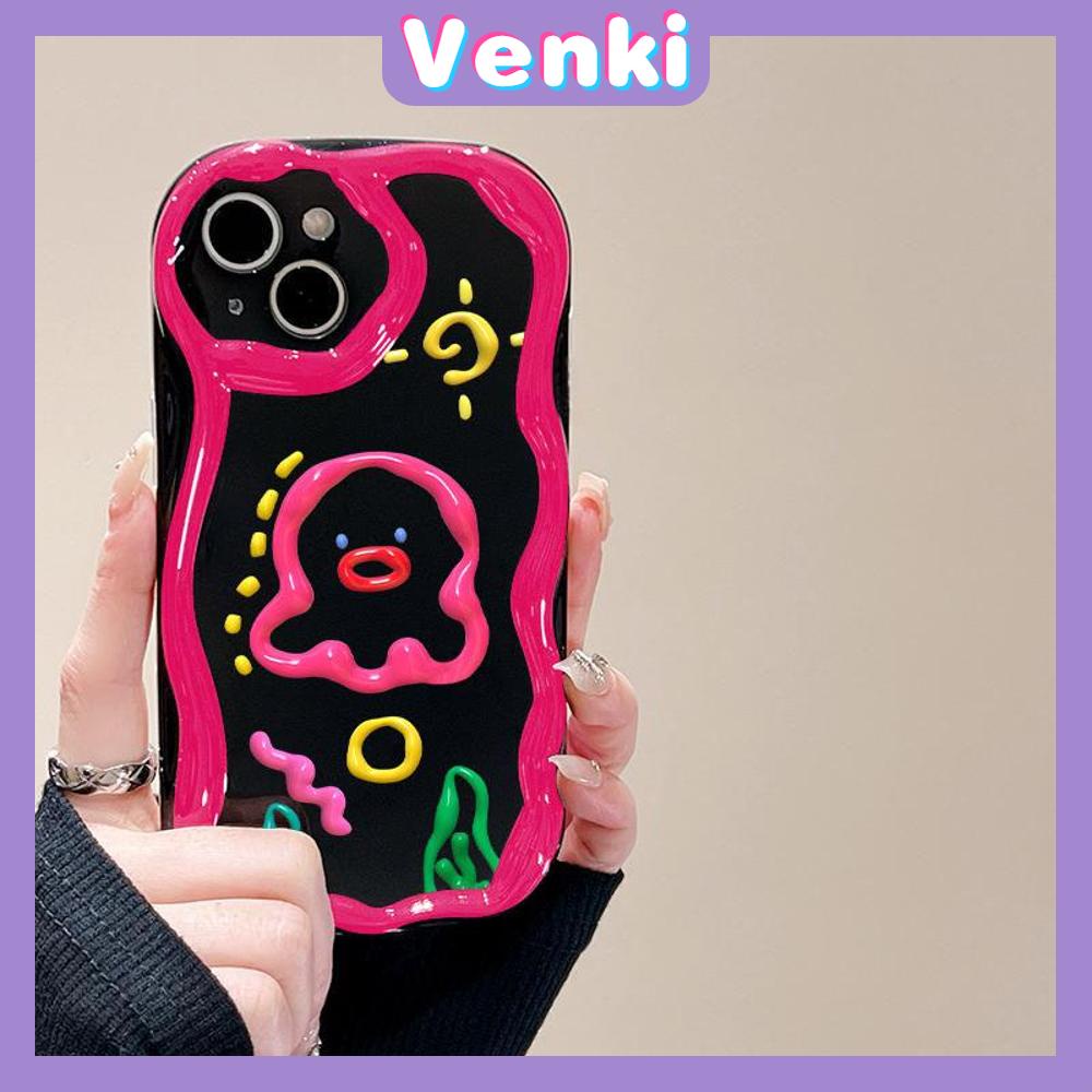 VENKI - For iPhone 11 iPhone Case Black Glossy TPU Soft Case Shockproof Protection Camera Abstract Cartoon Compatible with iPhone 14 13 Pro max 12 Pro Max xr xs max 7Plus 8Plus