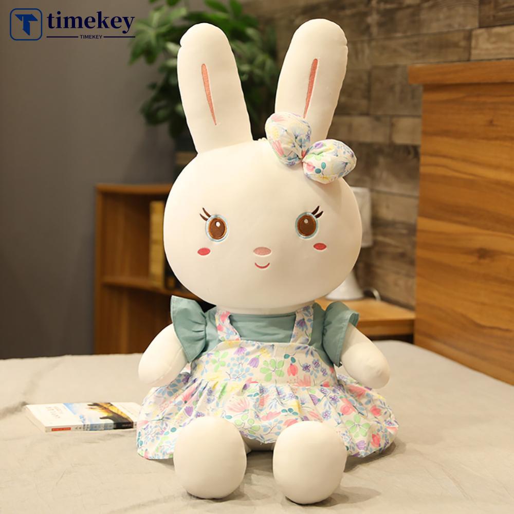 Timekey 60cm Kelinci Lucu Mainan Mewah Dengan Simpul Busur Telinga Panjang Boneka Lembut Boneka Bunny Doll Mainan Tidur Anak Perempuan Anak Bayi Plush Animal Birthday Toy B2P3