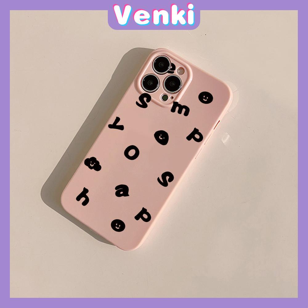 VENKI - For iPhone 11 iPhone Case Pink Glossy Film TPU Soft Case Shockproof Photo Case Protective Alphabet Smile Compatible with iPhone 14 13 Pro max 12 Pro Max xr xs max 7 8Plus