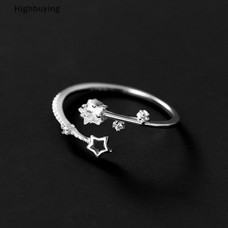 Hbid Shiny Star Zircon Cincin Wanita Terbuka Adjustable Berongga Bintang Cincin Fashion Serbaguna Pernikahan Perhiasan Pengantin Glory