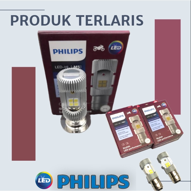 LAMPU LED DEPAN MOTOR PHILIPS M5  LED 2 SISI ORIGINAL 100% MLK