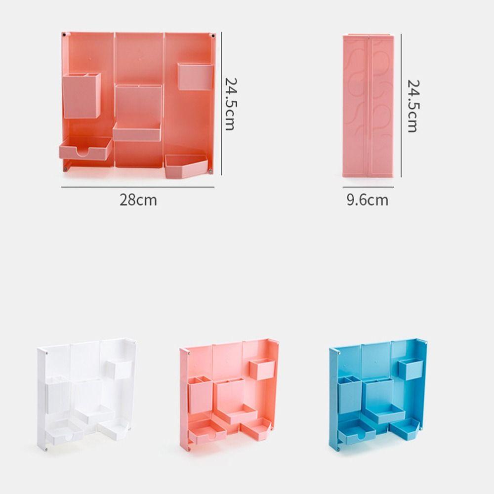 Lanfy Desktop Organizer Plastik Lipat Kamar Kantor Sekolah Makeup Brushes Holder Phone Stand Holder Pulpen Organizer Kotak Penyimpanan