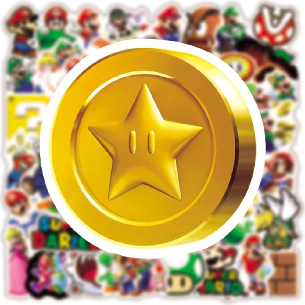 Fishstick Super Mario Stiker Tahan Air Perlengkapan Pesta Interaktif Laptop Sekolah Hadiah Kado Super Mario Bros Anime Peripheral Kartun Alat Tulis Sticker