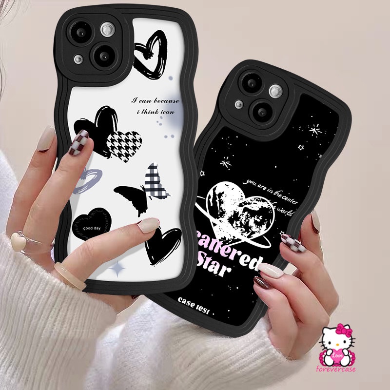 Wavy Edge Soft Back Scattered Star Love Heart Phone Casing Untuk iPhone 7Plus 6s 8 6 7 Plus XR X XS Max11 13 14 12 Pro Max SE 2020 Fantasy Butterfly Cover