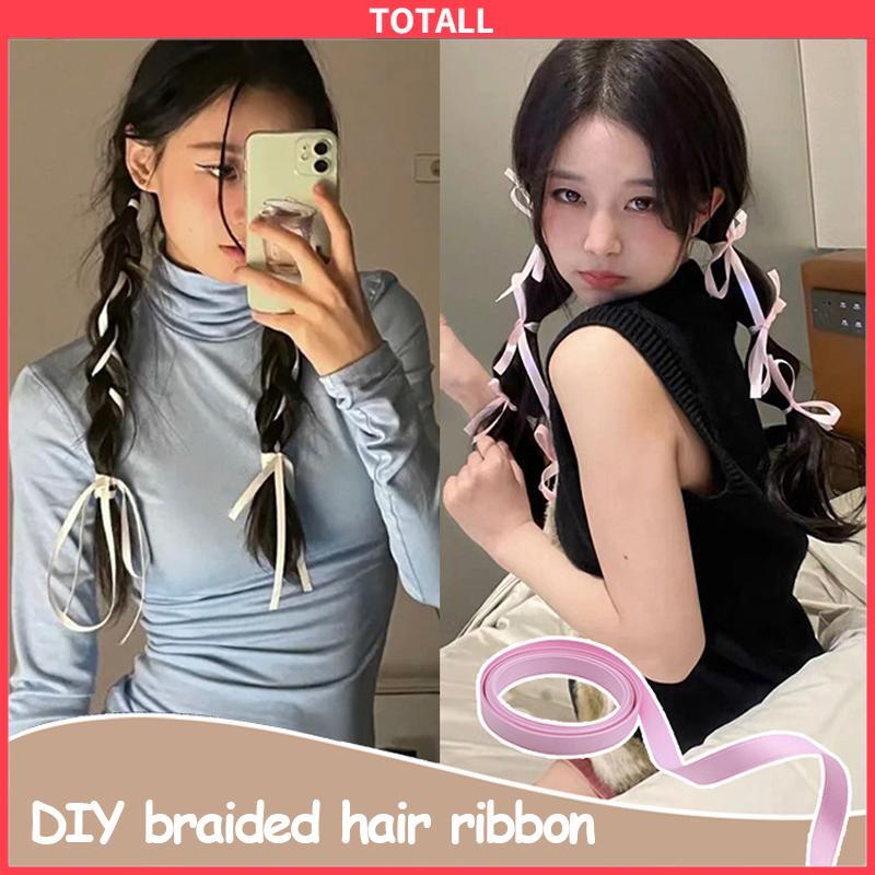 COD Jepit Rambut Kupu-kupu Pita Wanita Double Ponytail Braid Rambut Syal Aksesoris Tali Rambut-Totall