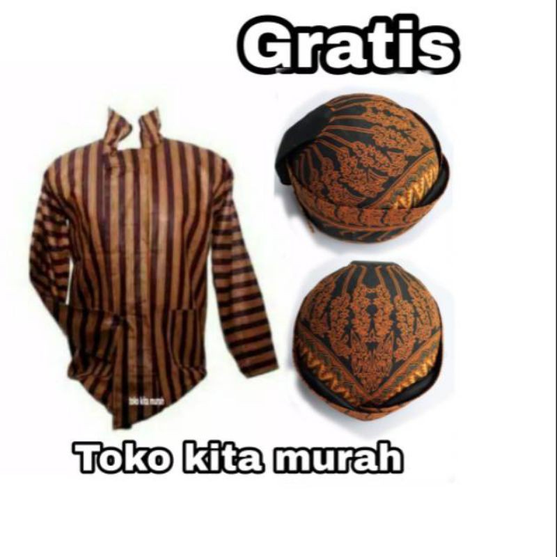Lurik Baju Adat Jawa Surjan Lurik Gratis Blangkon Solo / Beskap Jawa / beskap solo
