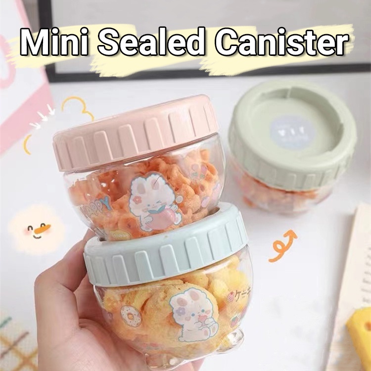 Round Travelling Food Sealed Canister Serbaguna Toples Penyimpanan Permen Kacang Kering Portable High Quality Plastik Cemilan Sealed Storage Jar Kotak Sortir Makanan Portable Mini Stackable