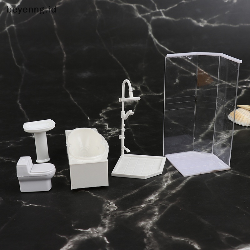 Beyen1: 25rumah Boneka Miniatur Kamar Mandi Set Shower Room Toilet Bathtub Wastafel Model Mainan ID